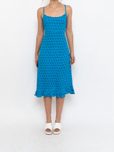 Load image into Gallery viewer, Vintage x Bright Blue Patterned Silk-feel Dress (S, M)