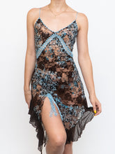 Load image into Gallery viewer, Vintage x Blue Brown Floral Lace Slip Dress (S, M)