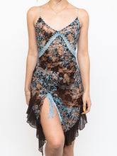 Load image into Gallery viewer, Vintage x Blue Brown Floral Lace Slip Dress (S, M)