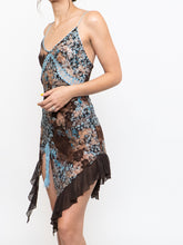 Load image into Gallery viewer, Vintage x Blue Brown Floral Lace Slip Dress (S, M)