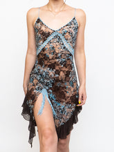Load image into Gallery viewer, Vintage x Blue Brown Floral Lace Slip Dress (S, M)
