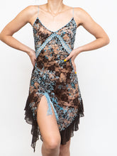 Load image into Gallery viewer, Vintage x Blue Brown Floral Lace Slip Dress (S, M)