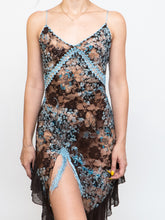 Load image into Gallery viewer, Vintage x Blue Brown Floral Lace Slip Dress (S, M)