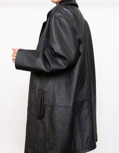 Vintage x DANIER Black Leather Long Trench (S-L)