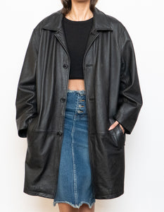 Vintage x DANIER Black Leather Long Trench (S-L)