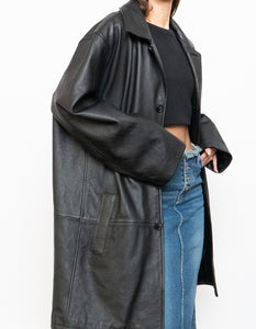 Vintage x DANIER Black Leather Long Trench (S-L)