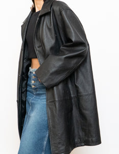 Vintage x DANIER Black Leather Long Trench (S-L)