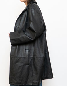 Vintage x DANIER Black Leather Long Trench (S-L)