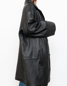 Vintage x DANIER Black Leather Long Trench (S-L)