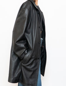 Vintage x DANIER Black Leather Long Trench (S-L)