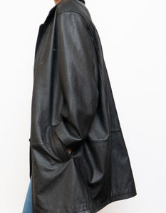 Vintage x DANIER Black Leather Long Trench (S-L)