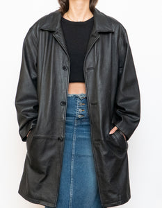 Vintage x DANIER Black Leather Long Trench (S-L)