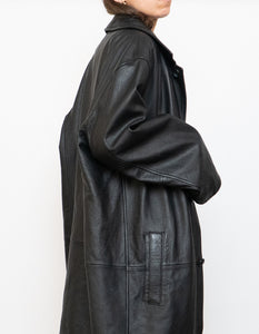 Vintage x DANIER Black Leather Long Trench (S-L)