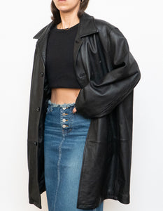 Vintage x DANIER Black Leather Long Trench (S-L)