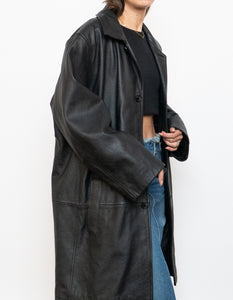 Vintage x DANIER Black Leather Long Trench (S-L)