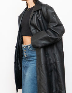 Vintage x DANIER Black Leather Long Trench (S-L)