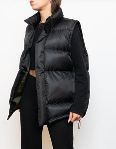 Vintage x ADIDAS Black, Army Green-lined Down Puffer Vest (S-L)