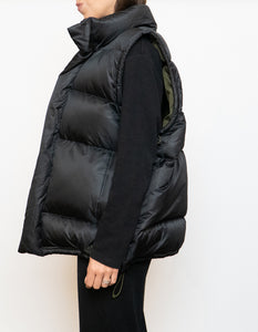 Vintage x ADIDAS Black, Army Green-lined Down Puffer Vest (S-L)
