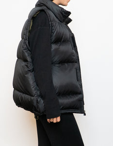 Vintage x ADIDAS Black, Army Green-lined Down Puffer Vest (S-L)