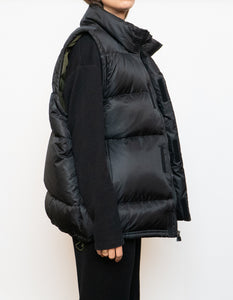 Vintage x ADIDAS Black, Army Green-lined Down Puffer Vest (S-L)