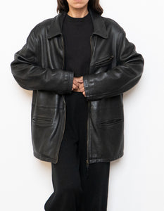 Vintage x Made in Canada x ROOTS Black Leather Jacket (XS-M)