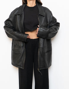 Vintage x Made in Canada x ROOTS Black Leather Jacket (XS-M)