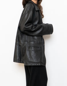 Vintage x Made in Canada x ROOTS Black Leather Jacket (XS-M)