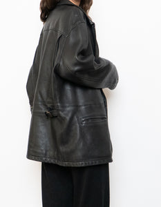 Vintage x Made in Canada x ROOTS Black Leather Jacket (XS-M)