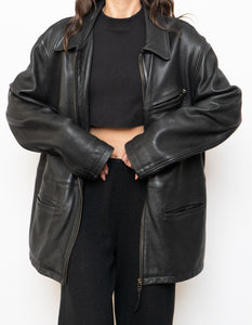Vintage x Made in Canada x ROOTS Black Leather Jacket (XS-M)