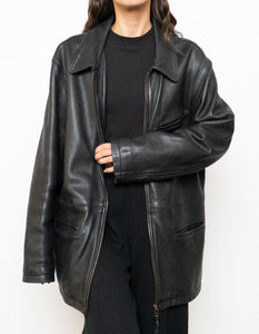 Vintage x Made in Canada x ROOTS Black Leather Jacket (XS-M)