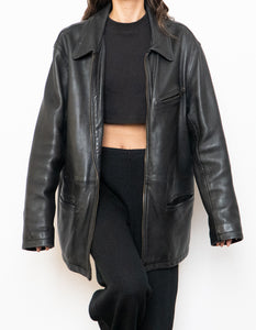 Vintage x Made in Canada x ROOTS Black Leather Jacket (XS-M)
