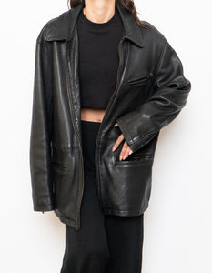Vintage x Made in Canada x ROOTS Black Leather Jacket (XS-M)