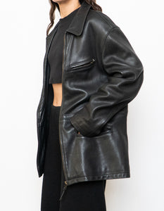 Vintage x Made in Canada x ROOTS Black Leather Jacket (XS-M)
