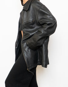 Vintage x Made in Canada x ROOTS Black Leather Jacket (XS-M)