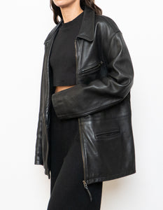Vintage x Made in Canada x ROOTS Black Leather Jacket (XS-M)