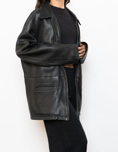 Vintage x Made in Canada x ROOTS Black Leather Jacket (XS-M)