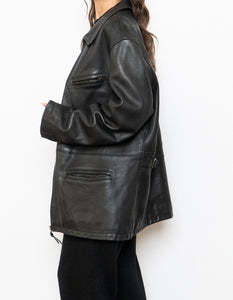 Vintage x Made in Canada x ROOTS Black Leather Jacket (XS-M)