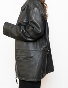 Vintage x Made in Canada x ROOTS Black Leather Jacket (XS-M)