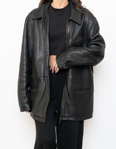 Vintage x Made in Canada x ROOTS Black Leather Jacket (XS-M)