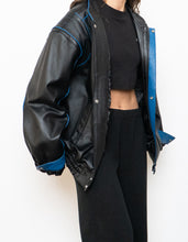 Load image into Gallery viewer, Vintage x CHEVROLET Black &amp; Blue Leather Bomber (S-L)