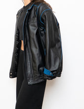 Load image into Gallery viewer, Vintage x CHEVROLET Black &amp; Blue Leather Bomber (S-L)
