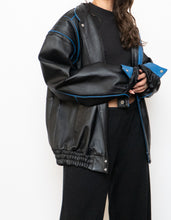 Load image into Gallery viewer, Vintage x CHEVROLET Black &amp; Blue Leather Bomber (S-L)