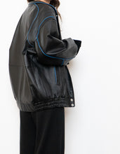 Load image into Gallery viewer, Vintage x CHEVROLET Black &amp; Blue Leather Bomber (S-L)