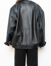 Load image into Gallery viewer, Vintage x CHEVROLET Black &amp; Blue Leather Bomber (S-L)