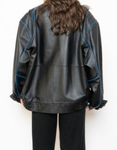 Load image into Gallery viewer, Vintage x CHEVROLET Black &amp; Blue Leather Bomber (S-L)