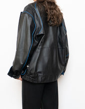 Load image into Gallery viewer, Vintage x CHEVROLET Black &amp; Blue Leather Bomber (S-L)