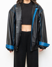 Load image into Gallery viewer, Vintage x CHEVROLET Black &amp; Blue Leather Bomber (S-L)