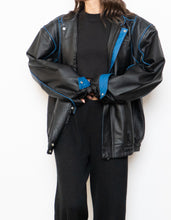 Load image into Gallery viewer, Vintage x CHEVROLET Black &amp; Blue Leather Bomber (S-L)