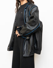 Load image into Gallery viewer, Vintage x CHEVROLET Black &amp; Blue Leather Bomber (S-L)