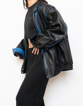 Load image into Gallery viewer, Vintage x CHEVROLET Black &amp; Blue Leather Bomber (S-L)